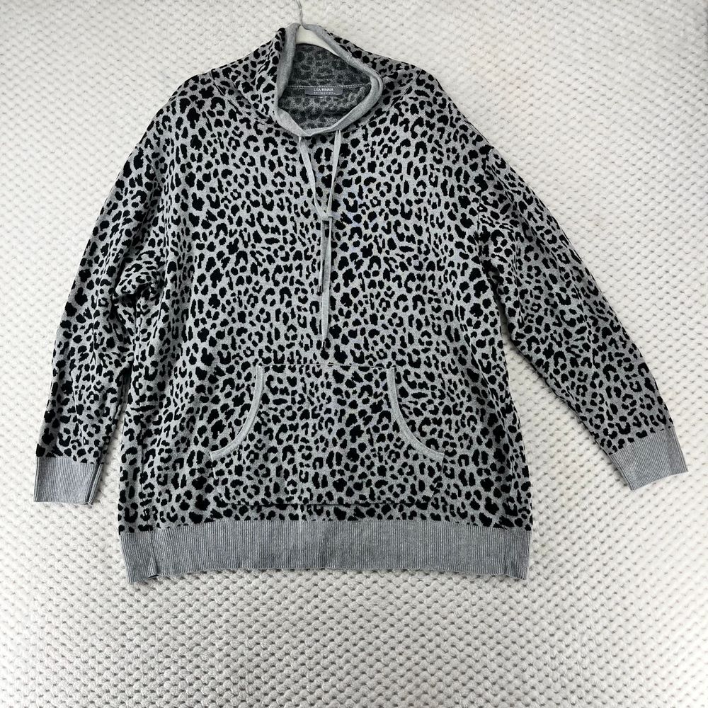 Lisa Rinna Collection‎ Leopard Print Cowl Neck Pullover Sweater 1X